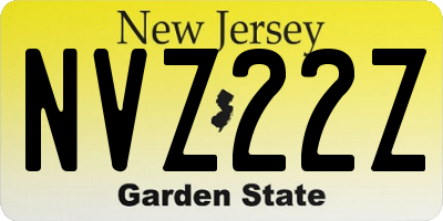 NJ license plate NVZ22Z