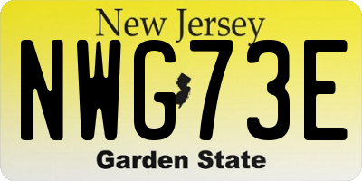 NJ license plate NWG73E