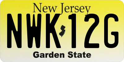 NJ license plate NWK12G