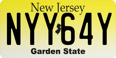 NJ license plate NYY64Y