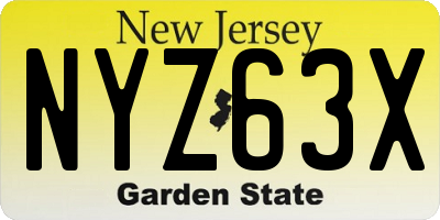 NJ license plate NYZ63X