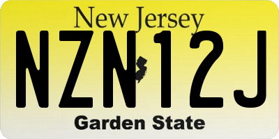 NJ license plate NZN12J