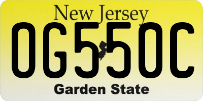 NJ license plate OG550C