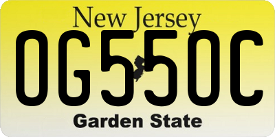 NJ license plate OG55OC