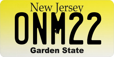 NJ license plate ONM22