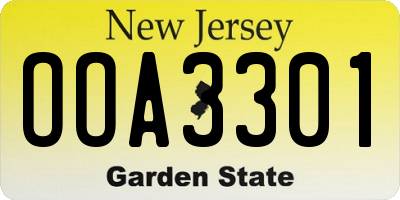 NJ license plate OOA3301