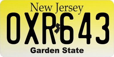 NJ license plate OXR643