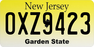 NJ license plate OXZ9423