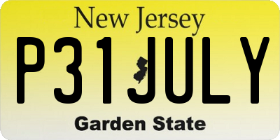 NJ license plate P31JULY