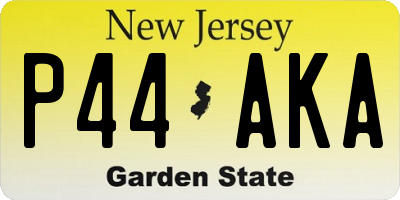 NJ license plate P44AKA