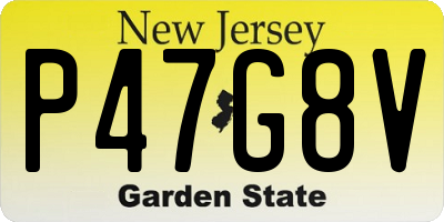 NJ license plate P47G8V