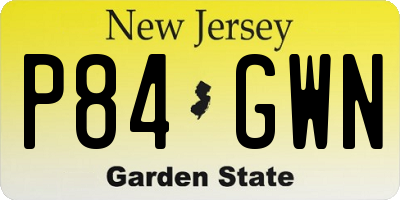 NJ license plate P84GWN