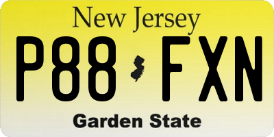 NJ license plate P88FXN