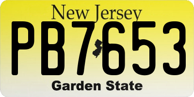 NJ license plate PB7653