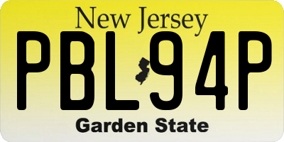 NJ license plate PBL94P