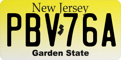 NJ license plate PBV76A