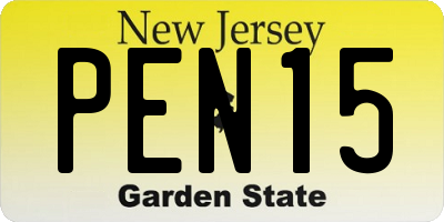 NJ license plate PEN15