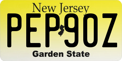 NJ license plate PEP90Z