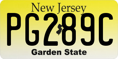 NJ license plate PG289C