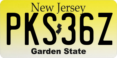 NJ license plate PKS36Z