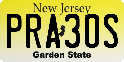 NJ license plate PRA30S