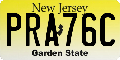NJ license plate PRA76C