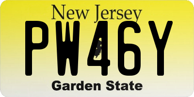 NJ license plate PW46Y
