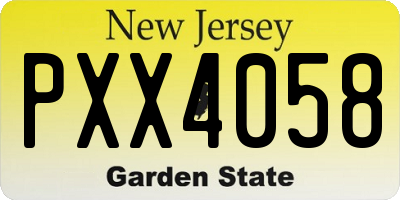 NJ license plate PXX4058