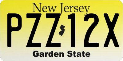 NJ license plate PZZ12X