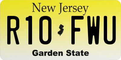 NJ license plate R10FWU