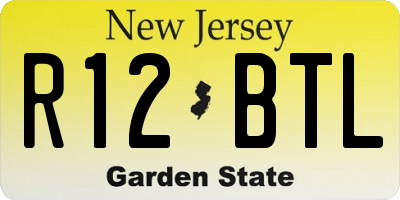 NJ license plate R12BTL