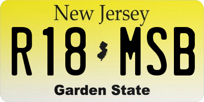 NJ license plate R18MSB