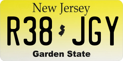 NJ license plate R38JGY