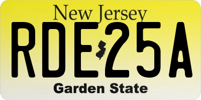 NJ license plate RDE25A
