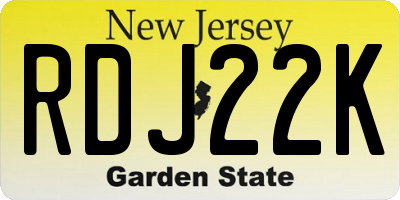 NJ license plate RDJ22K