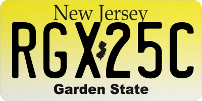 NJ license plate RGX25C