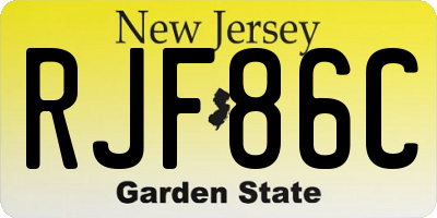 NJ license plate RJF86C