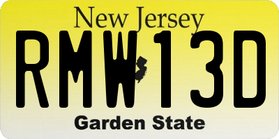 NJ license plate RMW13D