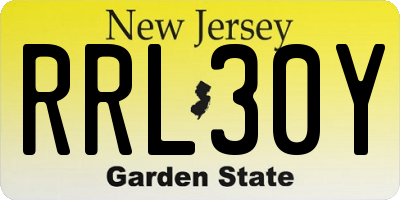 NJ license plate RRL30Y