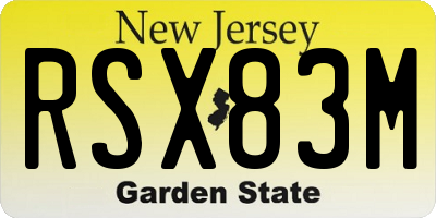 NJ license plate RSX83M
