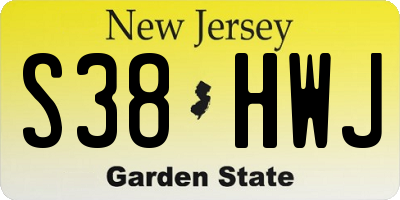 NJ license plate S38HWJ