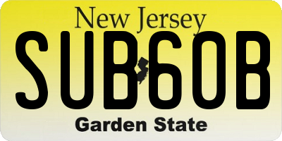 NJ license plate SUB60B