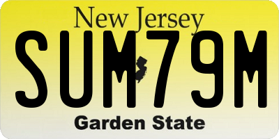 NJ license plate SUM79M