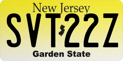 NJ license plate SVT22Z