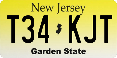 NJ license plate T34KJT