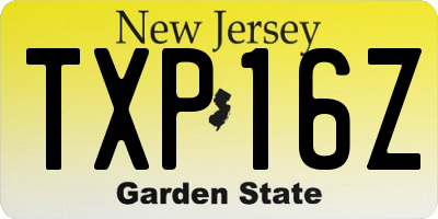 NJ license plate TXP16Z