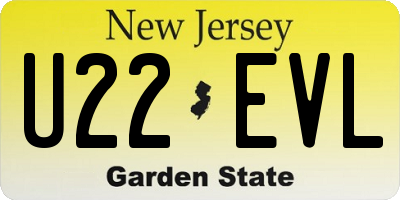 NJ license plate U22EVL