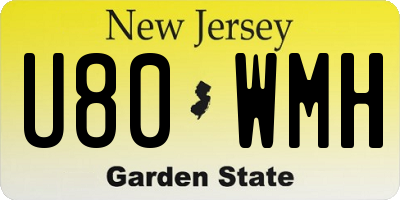 NJ license plate U80WMH
