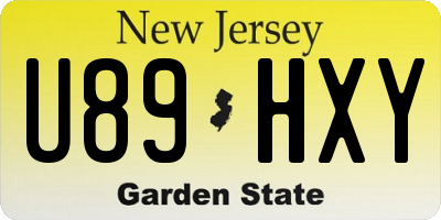 NJ license plate U89HXY