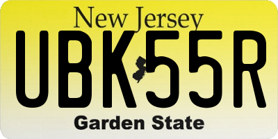 NJ license plate UBK55R